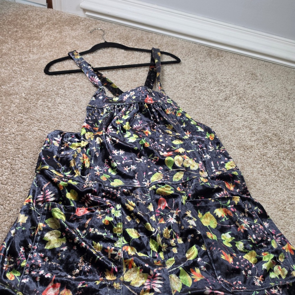 Natural Life Jumpsuit Dark Floral Velvet Wide Leg Boho Medium NWT - Picture 6 of 9